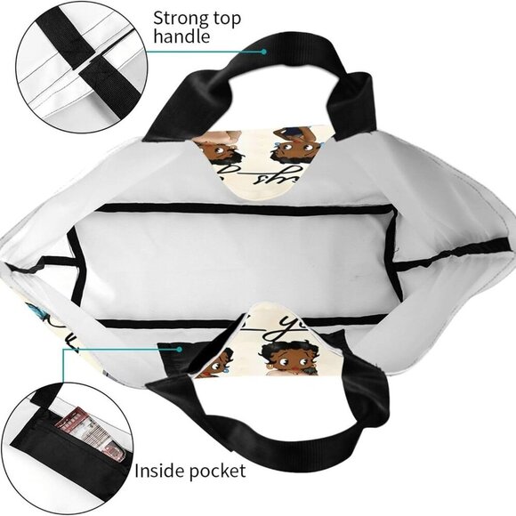 Women Tote Bag Polyester Large Capacity Casual Travel Shopping Purse - Picture 5 of 9